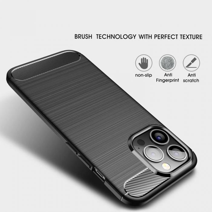 A-One Brand - iPhone 14 Pro Max Skal Carbon Fiber Texture - Svart
