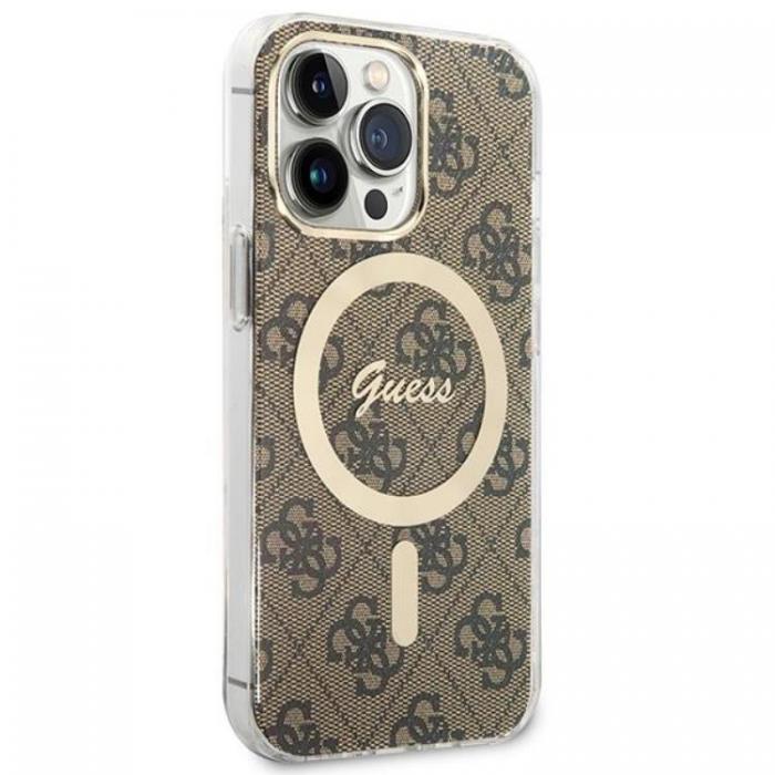 Guess - Guess iPhone 13 Pro Magsafe Skal 4G Print + Trdls Laddare - Brun
