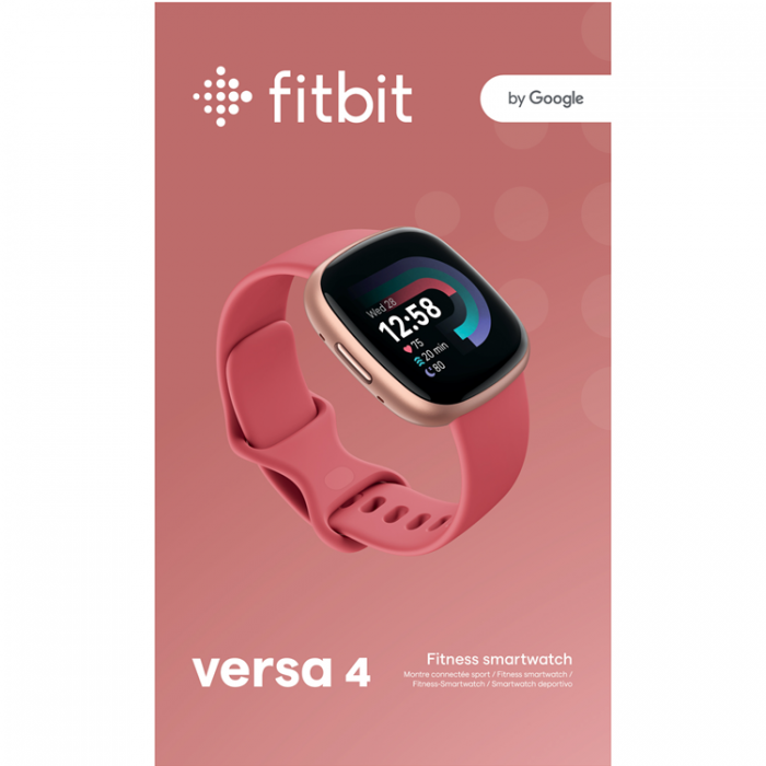 Fitbit - FITBIT Versa 4, Pink Sand/Copper Rose