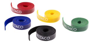 Deltaco - DELTACO kabelsorteringskit, kardborrband i olika färger 5-pack