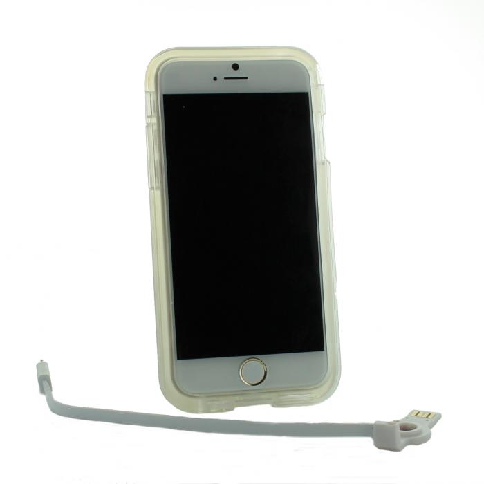 A-One Brand - Connect Flash Light Skal med inbyggd USB-kabel till iPhone 6 / 6S - Vit