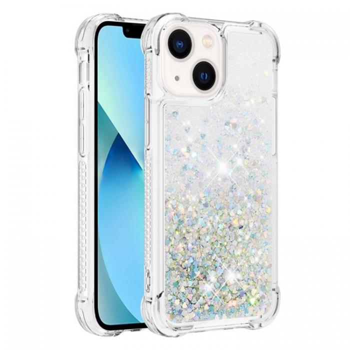 A-One Brand - iPhone 14 Skal Liquid Floating Glitter - Silver