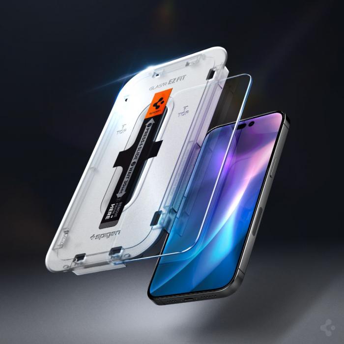 Spigen - Spigen iPhone 14 Pro Hrdat Glas Skrmskydd Ez-Fit 2-Pack - Clear
