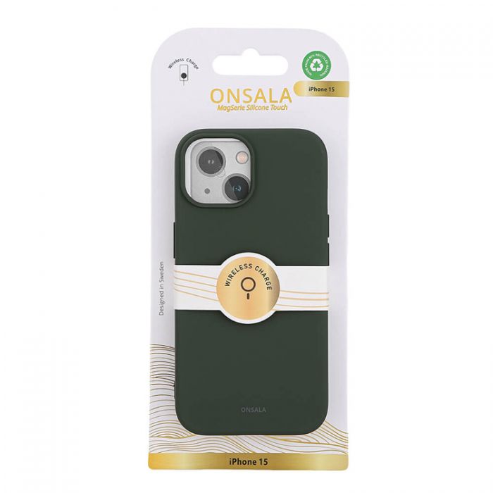 Onsala - Onsala iPhone 15 Mobilskal MagSafe Silikon - Olive Grn