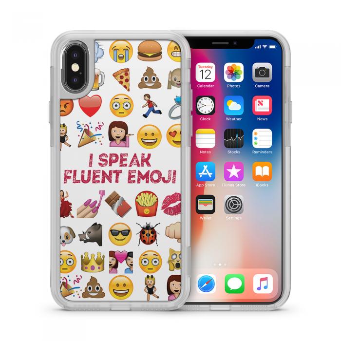 UTGATT5 - Fashion mobilskal till Apple iPhone X - I speak fluent Emoji