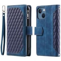A-One Brand - iPhone 13 Plånboksfodral Rhombus Grid - Blå