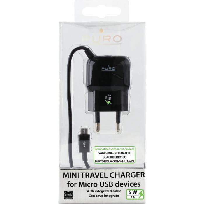 UTGATT5 - Puro Mini Travel Charger Micro USB - Svart