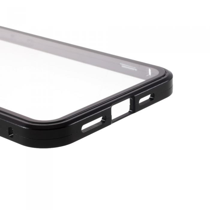 A-One Brand - Magnetisk Metal skal med Hrdat Glas till iPhone 11/XR - Svart
