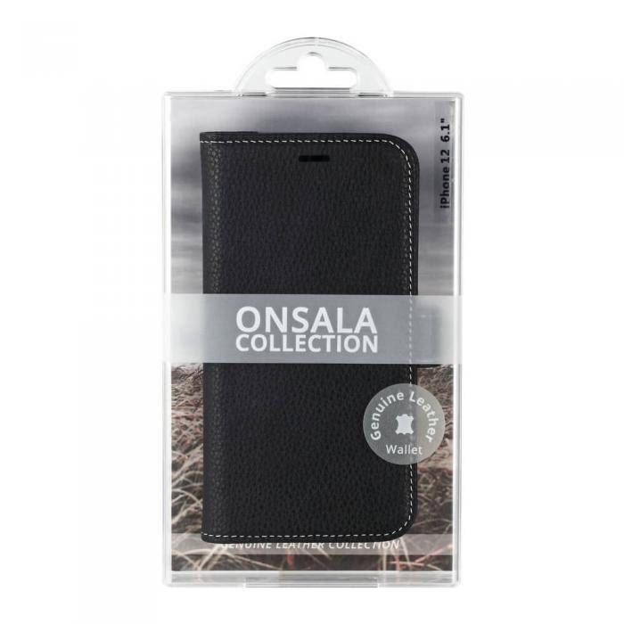 Onsala - Onsala Mobilfodral Skinn Svart iPhone 12 & 12 Pro