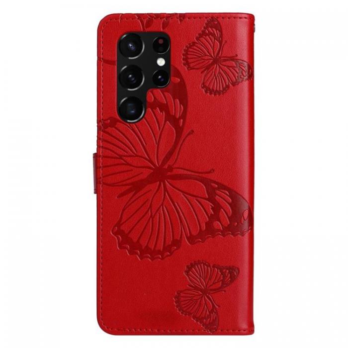 A-One Brand - Butterfly Imprinted Fodral Galaxy S22 Ultra - Rd