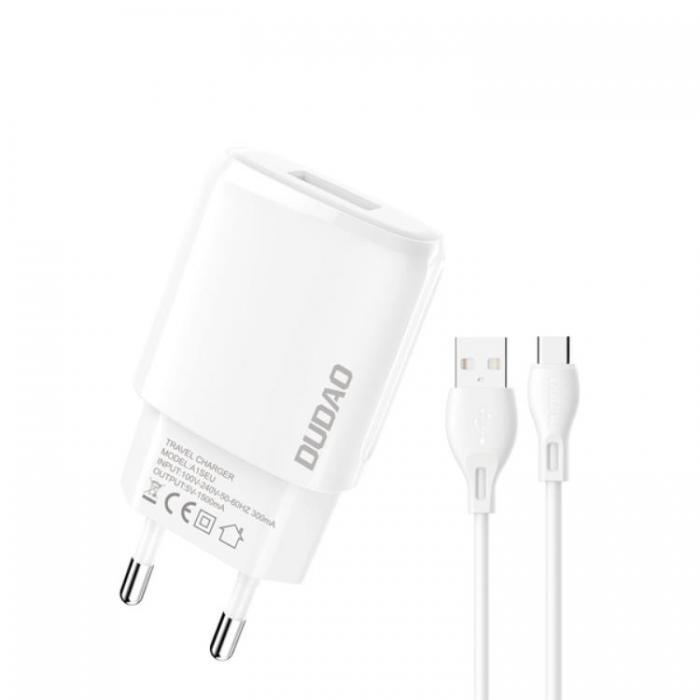 UTGATT5 - Dudao Vggladdare, USB-A, USB-C kabel - Vit