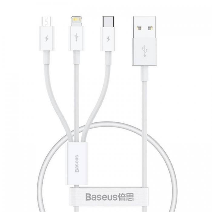 BASEUS - Baseus Kabel USB-A Till USB-C/Lightning/MicroUSB 0.5m - Vit