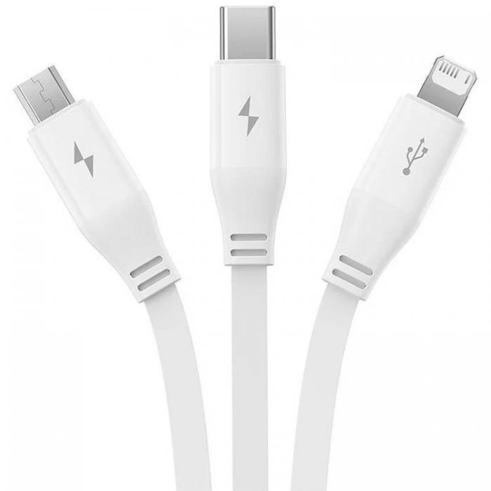 BASEUS - Baseus Kabel USB-A Till USB-C/Lightning/MicroUSB 1.1m - Vit