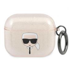 KARL LAGERFELD - Karl Lagerfeld Skal Glitter Karl`s Head Airpods 3 - Guld