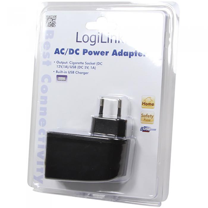 UTGATT4 - LogiLink 230V -> Cigguttag+USB-port 1A