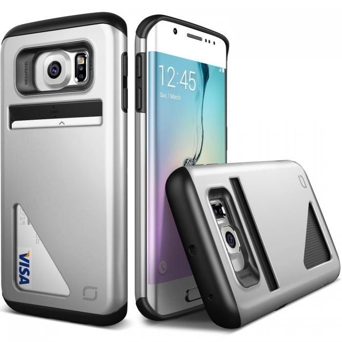 UTGATT5 - Lific Mighty Card Defense Skal till Samsung Galaxy S6 Edge - Silver