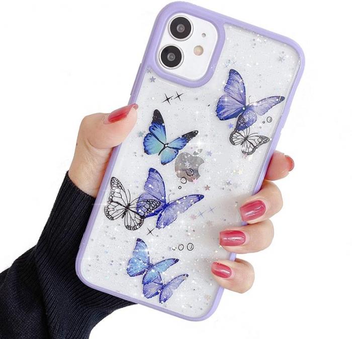 A-One Brand - Bling Star Butterfly Skal till iPhone 12 & 12 Pro - Lila