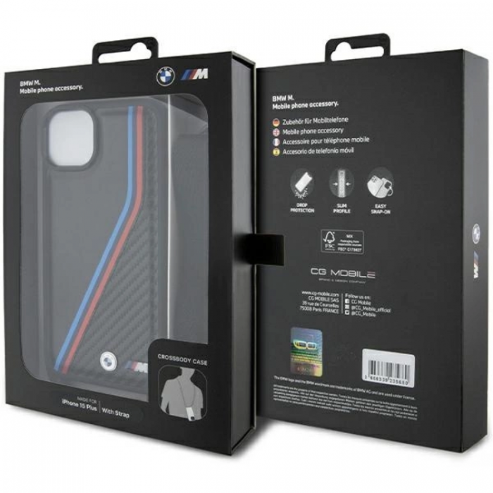 BMW - BMW iPhone 15/14/13 Halsbandsskal M Edition Carbon Tricolor