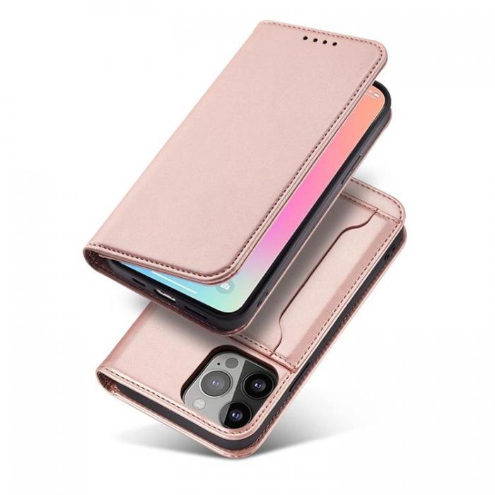 A-One Brand - iPhone 12 Plnboksfodral Magnet Stand - Rosa