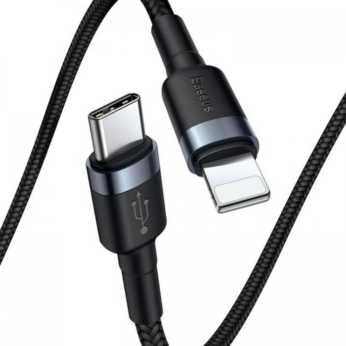 BASEUS - Baseus Fltad USB-C Lightning Kabel 18W 1m - Svart/Gr