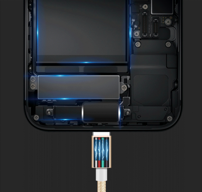 UTGATT5 - USB till Lightning Kabel i Nylon - 2m - Rosa