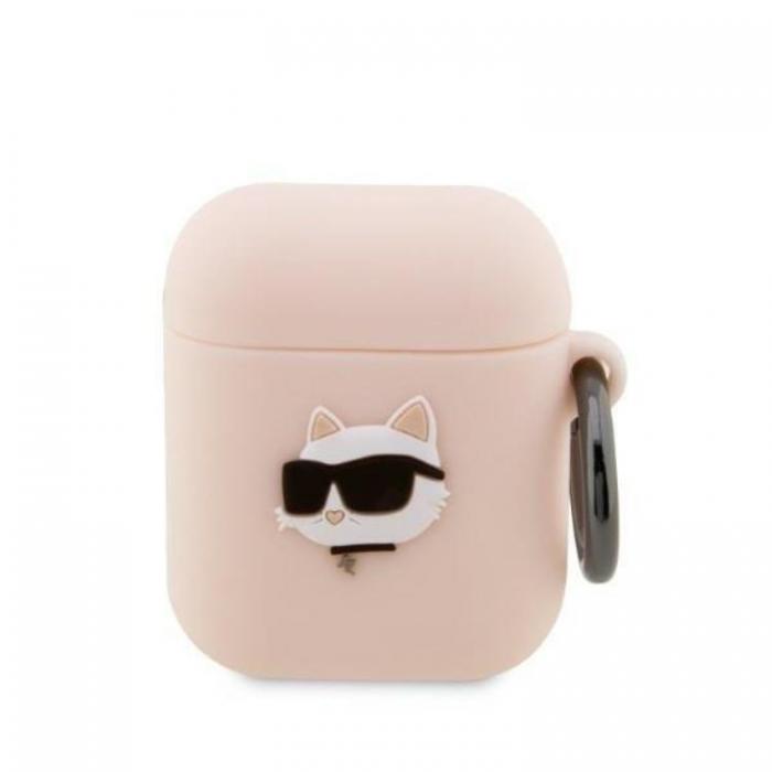 KARL LAGERFELD - Karl Lagerfeld AirPods 1/2 Skal Silicone Choupette Head 3D - Rosa