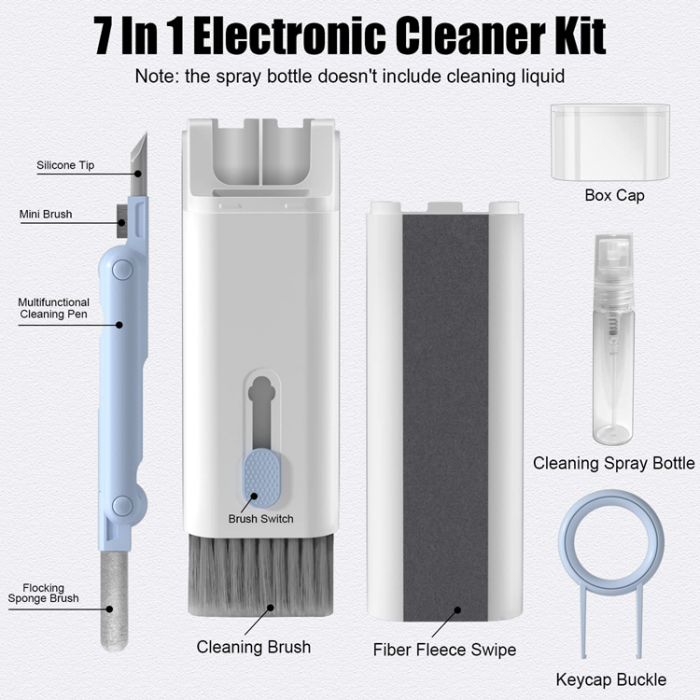A-One Brand - 7in1 Airpods 1/2/3/Pro Electronic Cleaner Kit - Bl/Vit