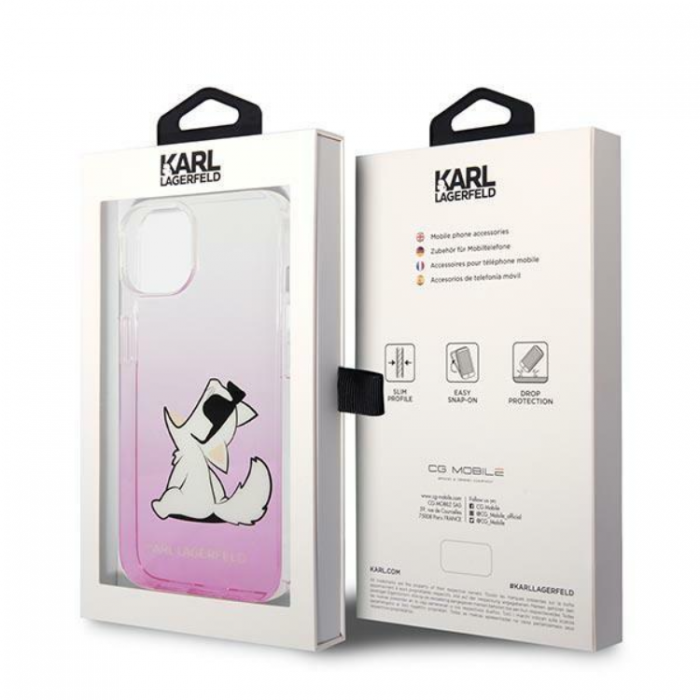 UTGATT1 - Karl Lagerfeld iPhone 14 Skal Choupette Fun - Rosa