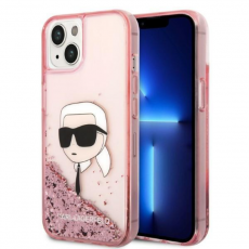 KARL LAGERFELD - Karl Lagerfeld iPhone 14 Skal Liquid Glitter Head - Rosa