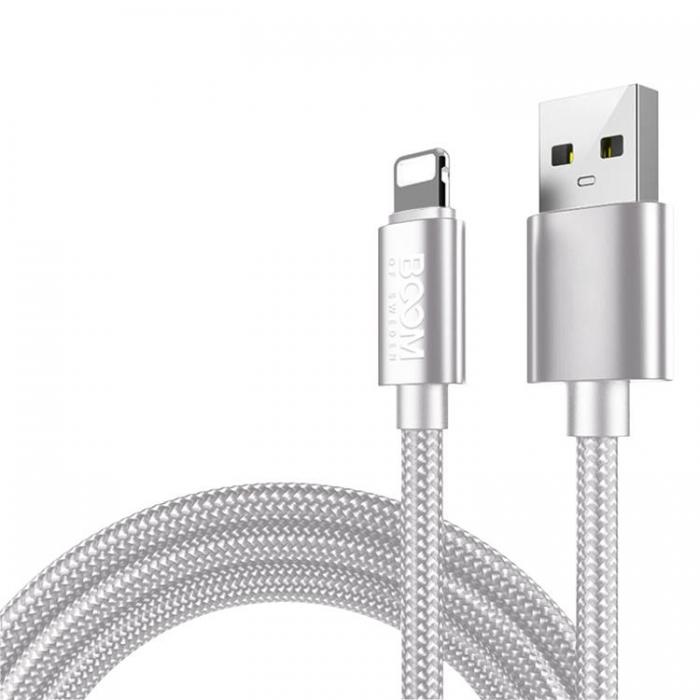 UTGATT4 - BOOM - Nylon USB till Lightning Kabel, 2.1A, 1M - Vit