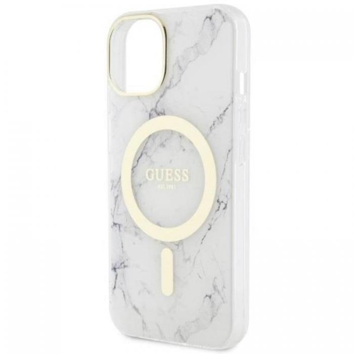 Guess - Guess iPhone 14 Plus Mobilskal MagSafe Marble - Vit