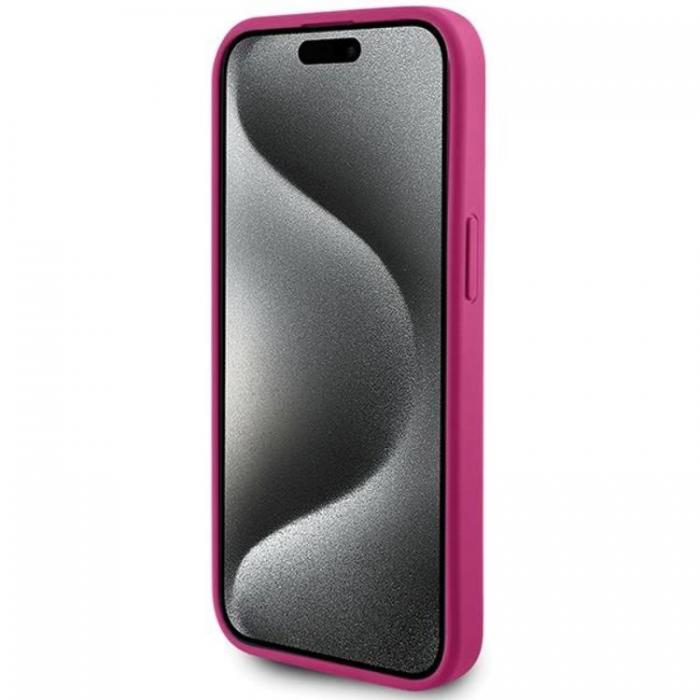 Guess - Guess iPhone 15 Mobilskal Strass Metal Logo - Rosa