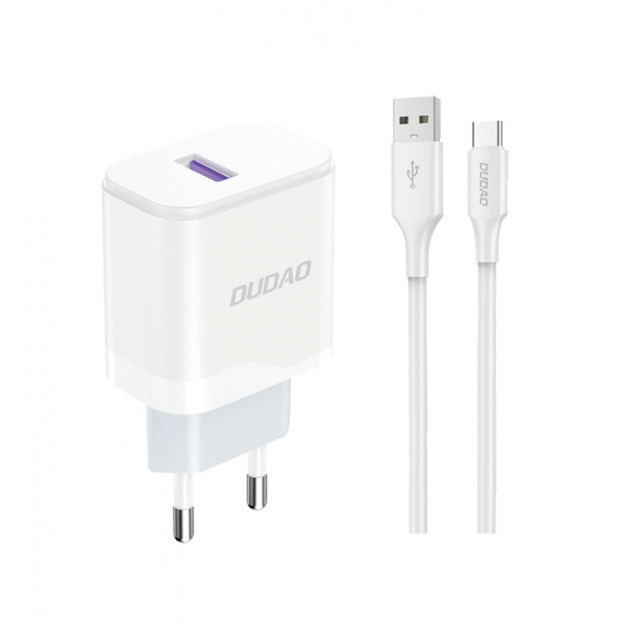 Dudao - Dudao Vggladdare 18W Med USB-C Kabel - Vit