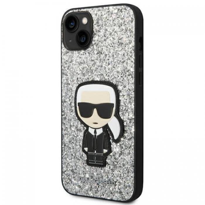 KARL LAGERFELD - Karl Lagerfeld iPhone 14 Skal Glitter Flakes Ikonik - Silver