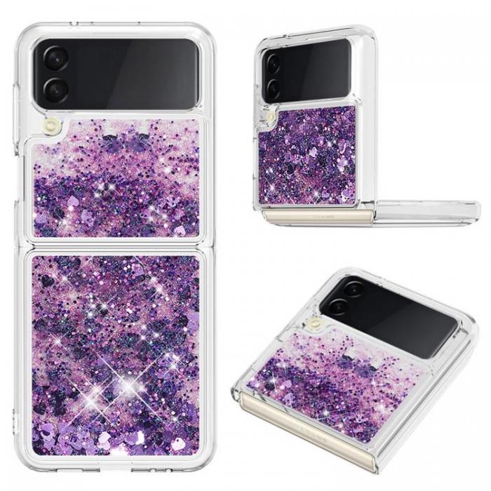 A-One Brand - Galaxy Z Flip 4 Skal Liquid Floating Glitter - Mrklila