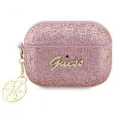 Guess - Guess Airpods Pro 2 Skal Glitter Flake 4G Charm - Rosa