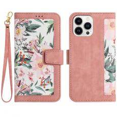 A-One Brand - iPhone 15 Pro Plånboksfodral Flower Pattern - Rosa