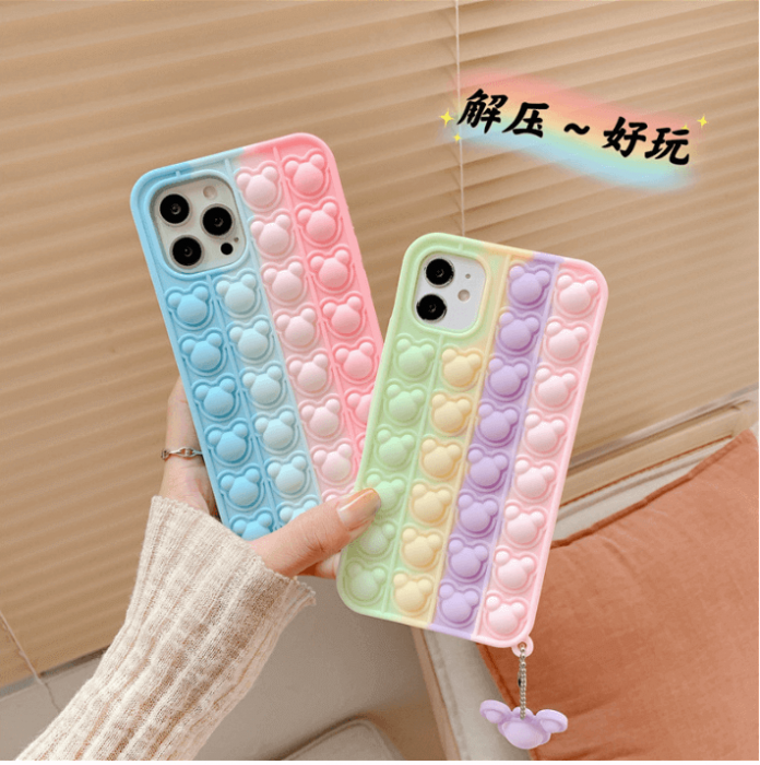 Fidget Toys - Panda Pop it Fidget Multicolor Skal till iPhone 7/8/SE 2020 - Rosa