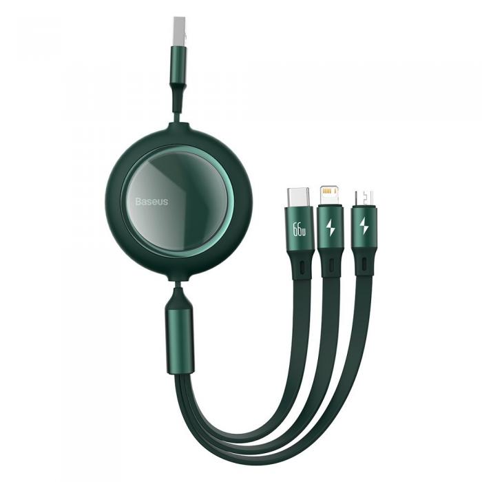 UTGATT5 - Baseus Bright Mirror Retractable 3in1 Kabel USB 1.2m - Grn