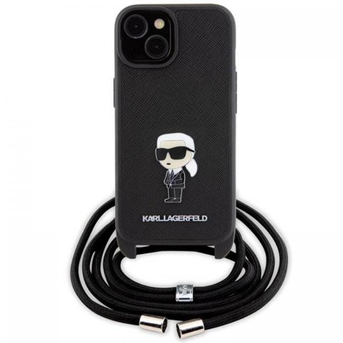 KARL LAGERFELD - KARL LAGERFELD iPhone 15 Halsbandsskal Monogram Metal Pin - Svart