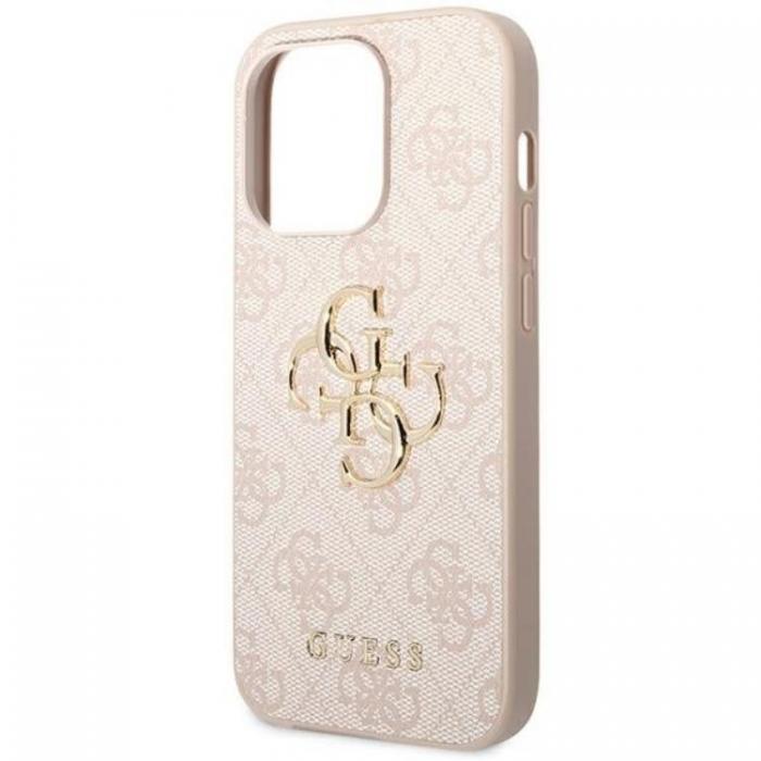 Guess - GUESS iPhone 14 Pro Skal 4G Big Metal Logo - Rosa