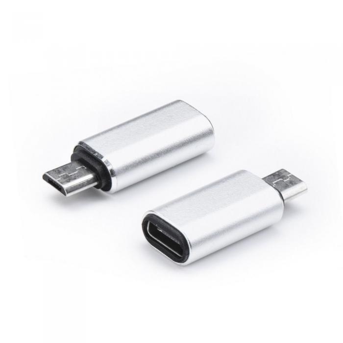 OEM - Laddadapter USB-C Micro USB silver