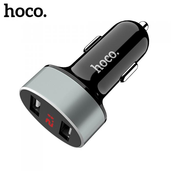 UTGATT1 - HOCO Billaddare double USB med LCD 2,1A Z26 Svart