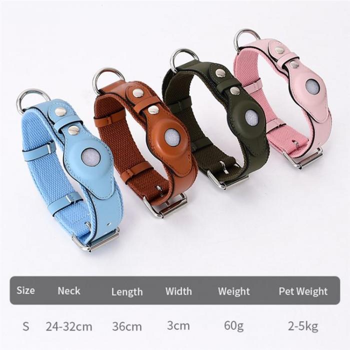 A-One Brand - Airtag halsband fr katt & hund PU-Lder - Rosa