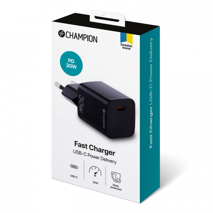 Champion - Champion Snabbladdare USB-C PD 30W - Svart