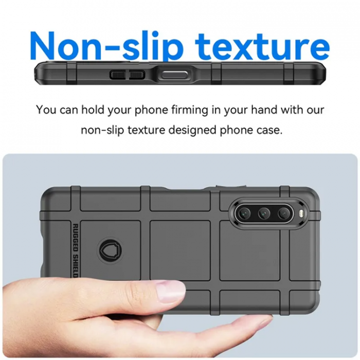 A-One Brand - Sony Xperia 10 V Mobilskal Rugged Square Grid - Svart