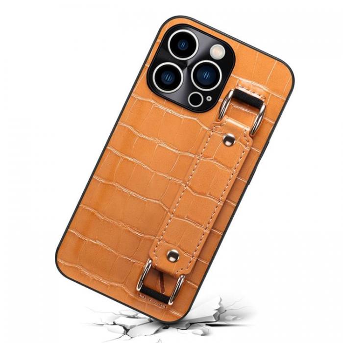 A-One Brand - iPhone 14 Pro Skal Korthllare Crocodile - Brun