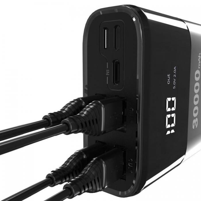 UTGATT1 - Dudao Powerbank 30000mAh 4x USB - Svart