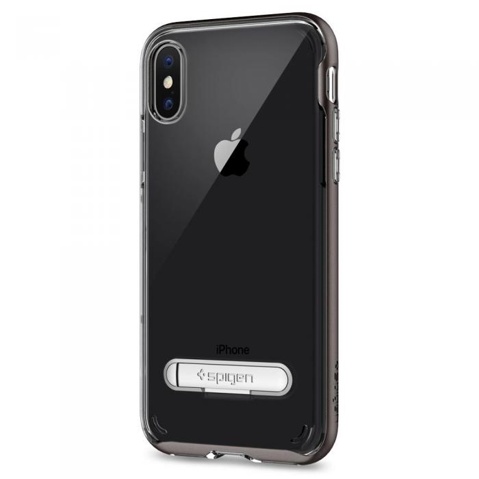 UTGATT4 - SPIGEN Crystal Hybrid Skal till Apple iPhone XS / X - Gunmetal