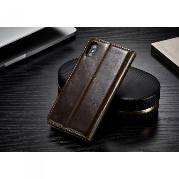UTGATT4 - Caseme Oil Wax Plnboksfodral till Apple iPhone XS / X - Brun